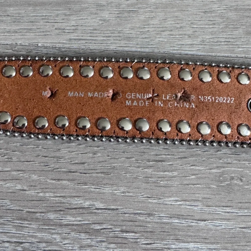 Blazin Roxx Womens Western Snakeskin Rhinestone Studded Leather Belt Grey M